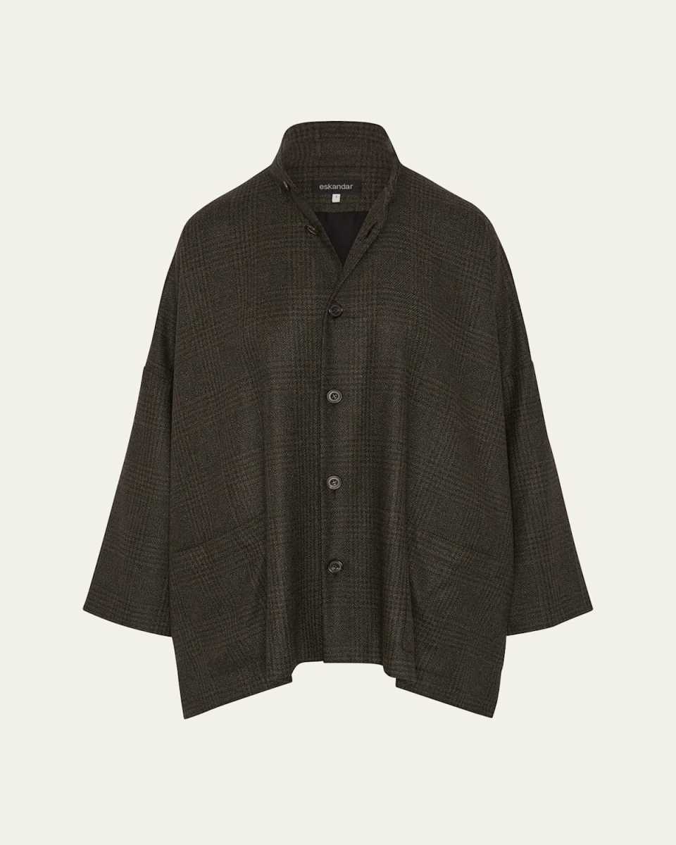 Wide Longer-Back Double Stand Collar Jacket (Long Length)